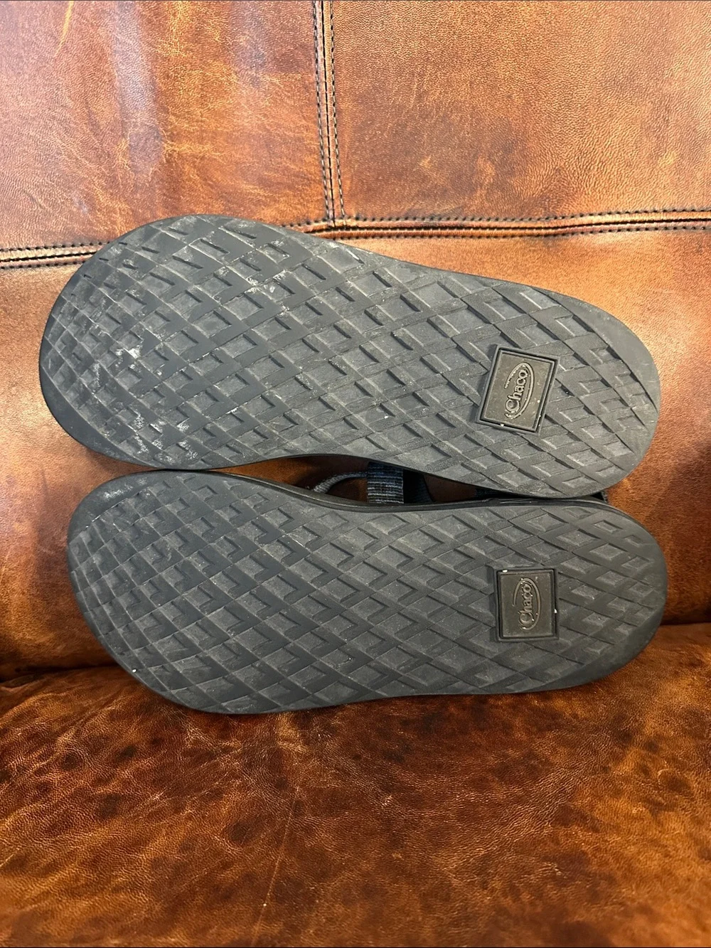 Chaco Men’s 10 Black & Blue Patterned Strap Outdoor Sandals